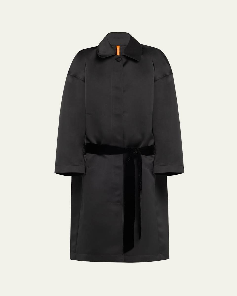 Velvet Tie-Back Oversized Lab Coat